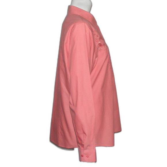 ORVIS Blouse, 16, Pink, Embroidered Front, Long sleeves, Button front - Picture 8 of 14